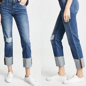 Frame Size 29 Le Nouveau Straight Cuffed Distressed Jean